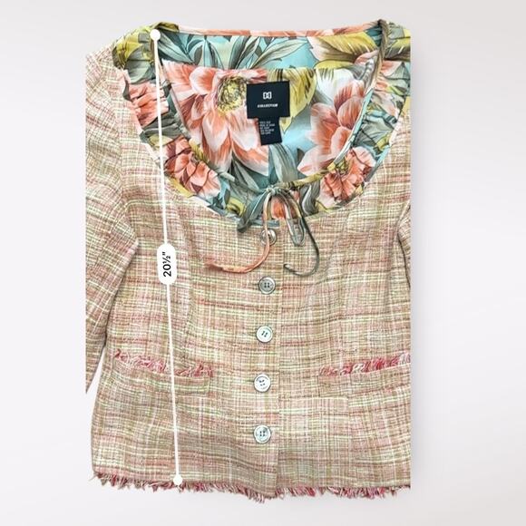 DD Collection Silk Tweed Button Up Blazer Womens Size 4 Floral Fall - Picture 3 of 8